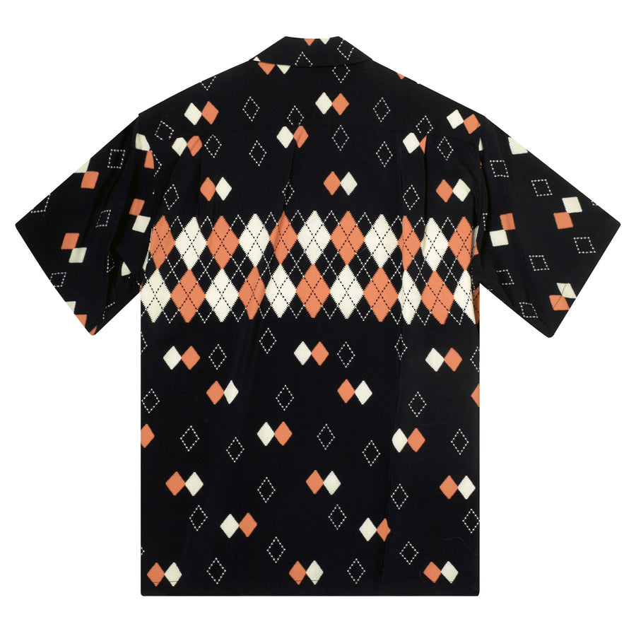 Argyle Print SH38384 Star of Hollywood Black Hawaiian Shirt SoH11084