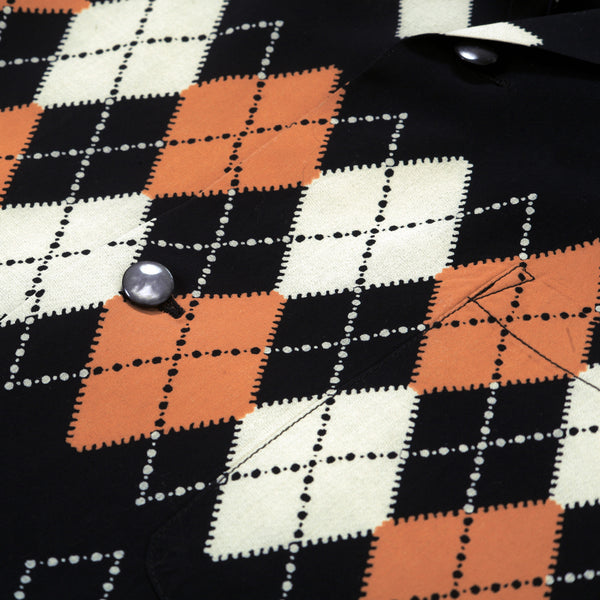 Argyle Print SH38384 Star of Hollywood Black Hawaiian Shirt SoH11084