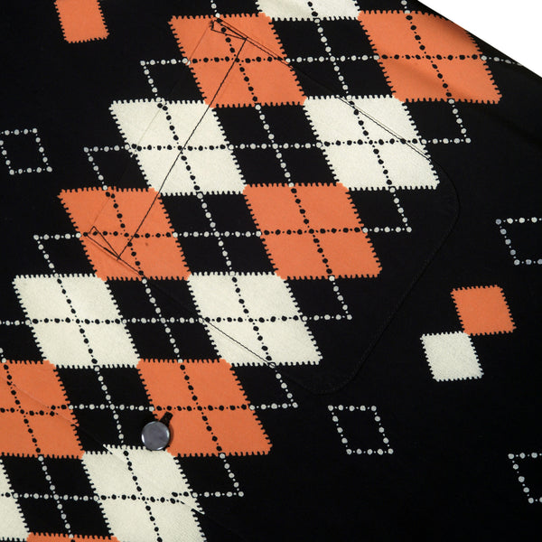 Argyle Print SH38384 Star of Hollywood Black Hawaiian Shirt SoH11084