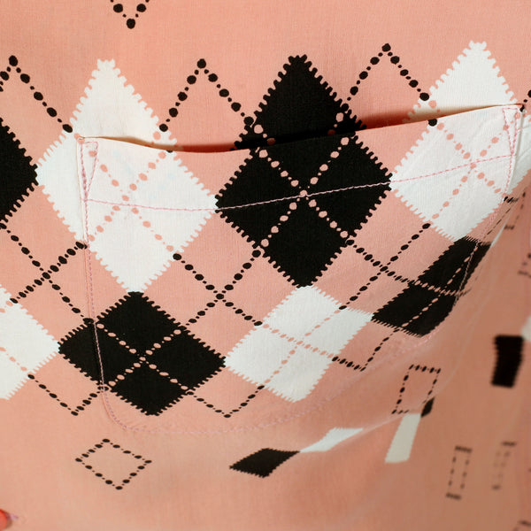 Argyle Printed Star of Hollywood SH38384 Pink Hawaiian Shirt SoH11085