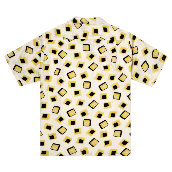 Jacquard Squares Printed SH37879 Hawaiian Shirt in Off White SoH11395