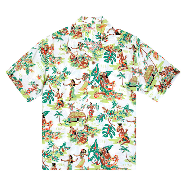 Off White SS38025 Luau Printed Short Sleeve Hawaiian Shirt SURF10084