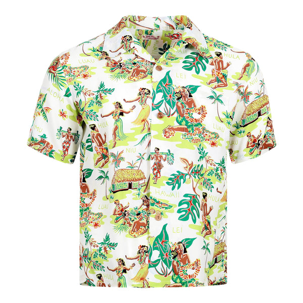 Hawaiian Shirt - Maka Pua (Front / Back Design) - White (Size: L) - Tropaholic