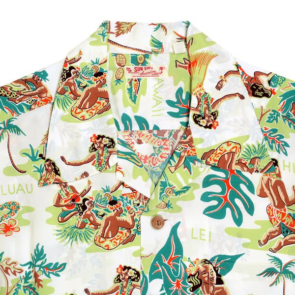 Off White SS38025 Luau Printed Short Sleeve Hawaiian Shirt SURF10084