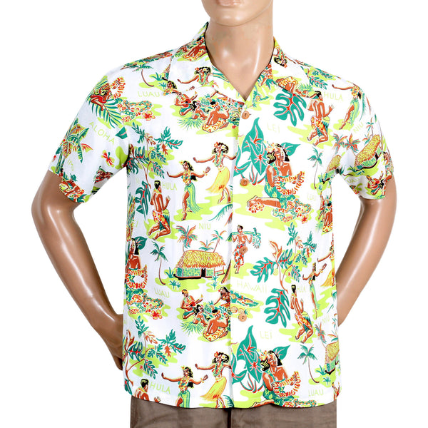 Off White SS38025 Luau Printed Short Sleeve Hawaiian Shirt SURF10084