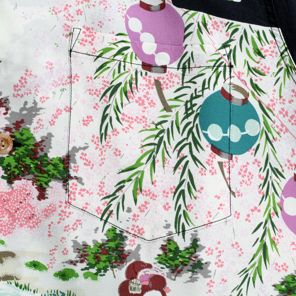 Black SS38030 Old Japanese Scenery Printed Hawaiian Shirt SURF10086