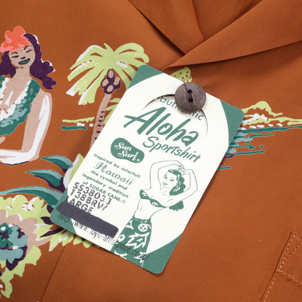Being To Dance Hula Printed SS38033 Brown Hawaiian Shirt SURF10089