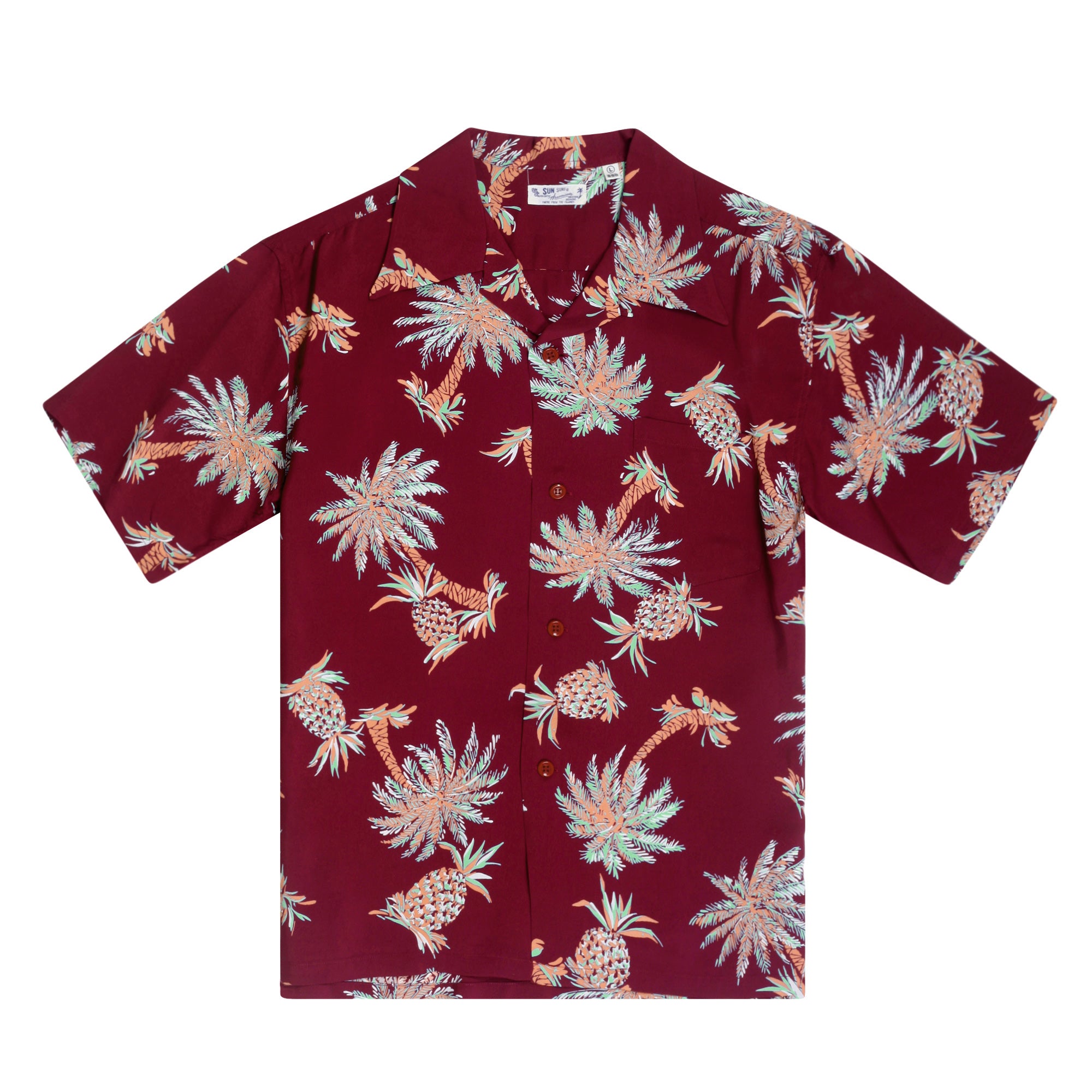 Rayon Hawaiian Shirt - Red Palm