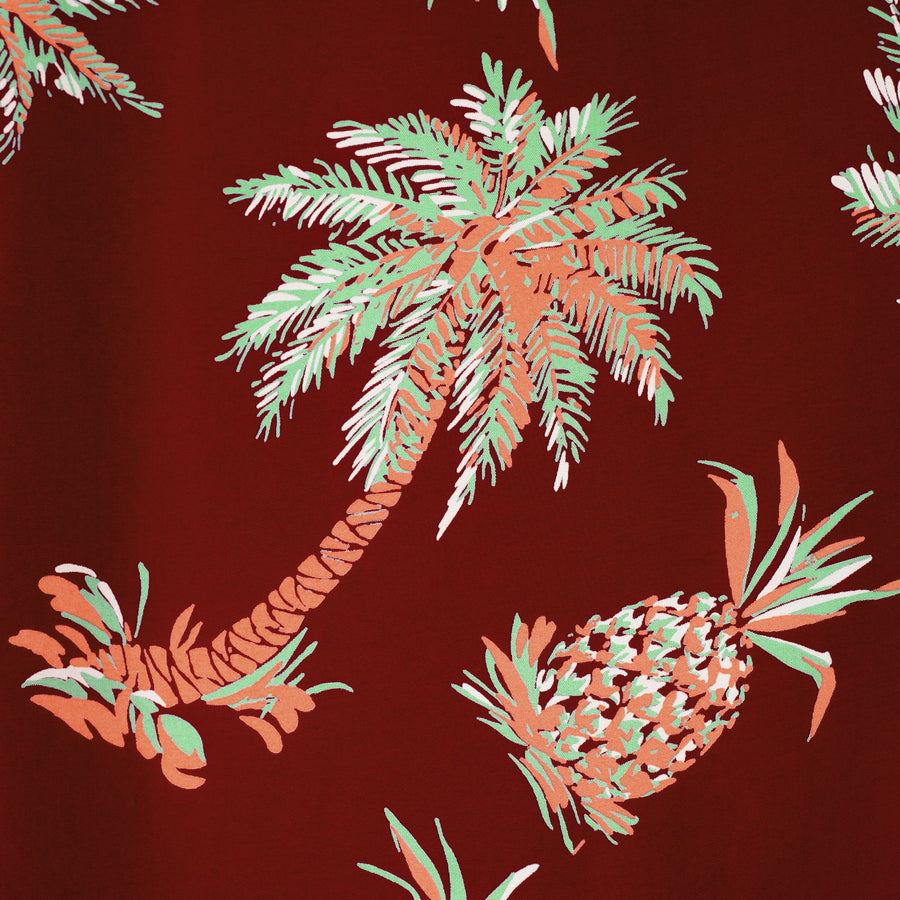 Studded Palm Tree Rayon Made SS38040 Wine Hawaiian Shirt SURF10262