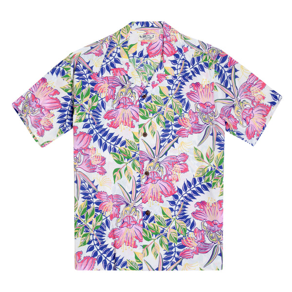 Off White SS38035 Orchid Bloom Short Sleeve Hawaiian Shirt SURF10263