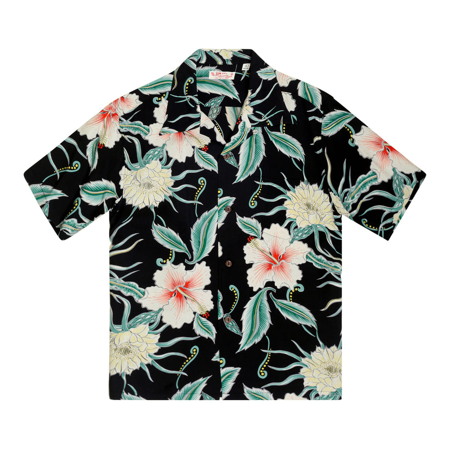 Black Moonlight Garden SS38045 Short Sleeve Hawaiian Shirt SURF10264