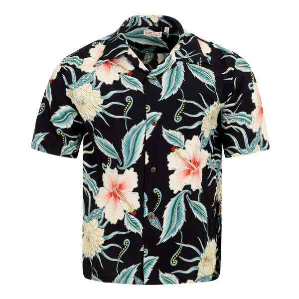 Black Moonlight Garden SS38045 Short Sleeve Hawaiian Shirt SURF10264