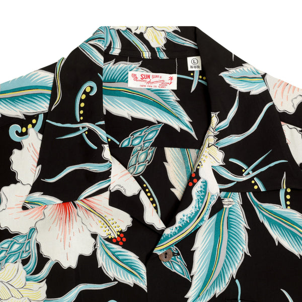 Black Moonlight Garden SS38045 Short Sleeve Hawaiian Shirt SURF10264