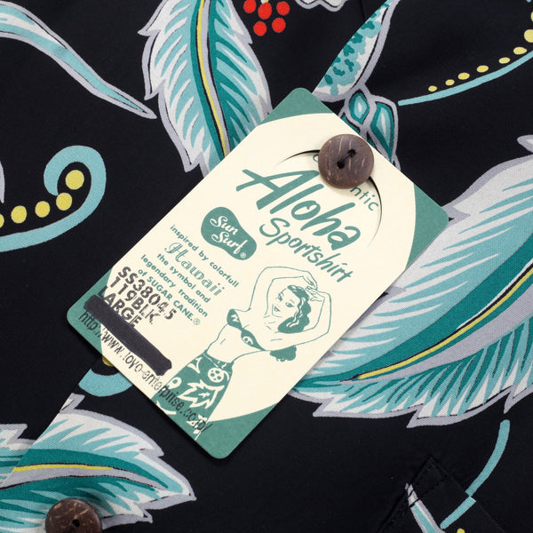 Black Moonlight Garden SS38045 Short Sleeve Hawaiian Shirt SURF10264