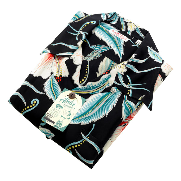 Black Moonlight Garden SS38045 Short Sleeve Hawaiian Shirt SURF10264