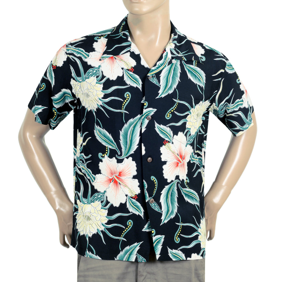 Black Moonlight Garden SS38045 Short Sleeve Hawaiian Shirt SURF10264