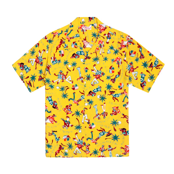 Rayon Fun Island of Hawaii SS38040 Yellow Hawaiian Shirt SURF10267