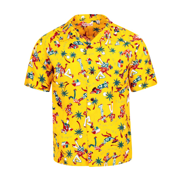Rayon Fun Island of Hawaii SS38040 Yellow Hawaiian Shirt SURF10267