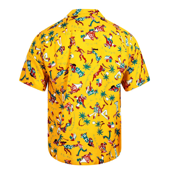 Rayon Fun Island of Hawaii SS38040 Yellow Hawaiian Shirt SURF10267