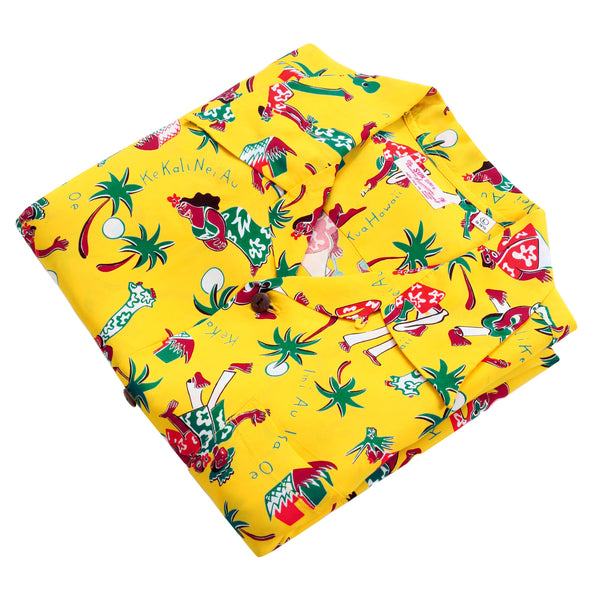 Rayon Fun Island of Hawaii SS38040 Yellow Hawaiian Shirt SURF10267