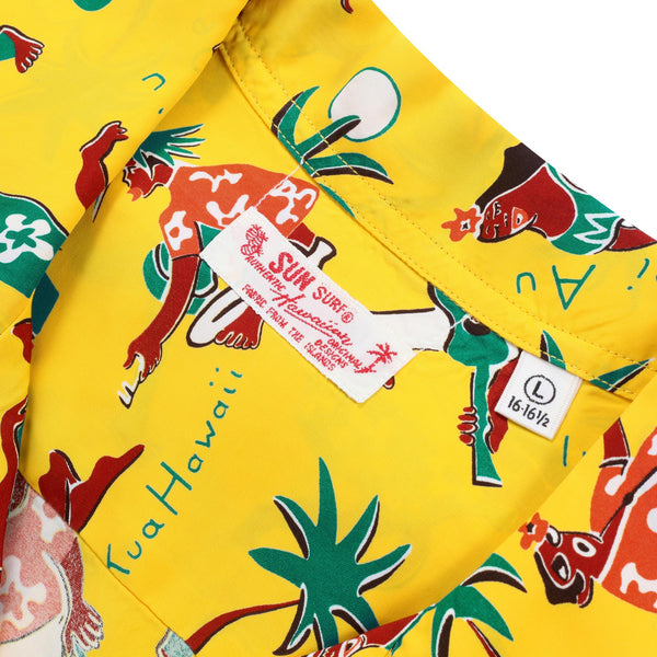 Rayon Fun Island of Hawaii SS38040 Yellow Hawaiian Shirt SURF10267