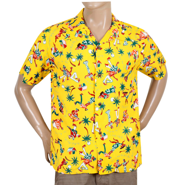 Rayon Fun Island of Hawaii SS38040 Yellow Hawaiian Shirt SURF10267