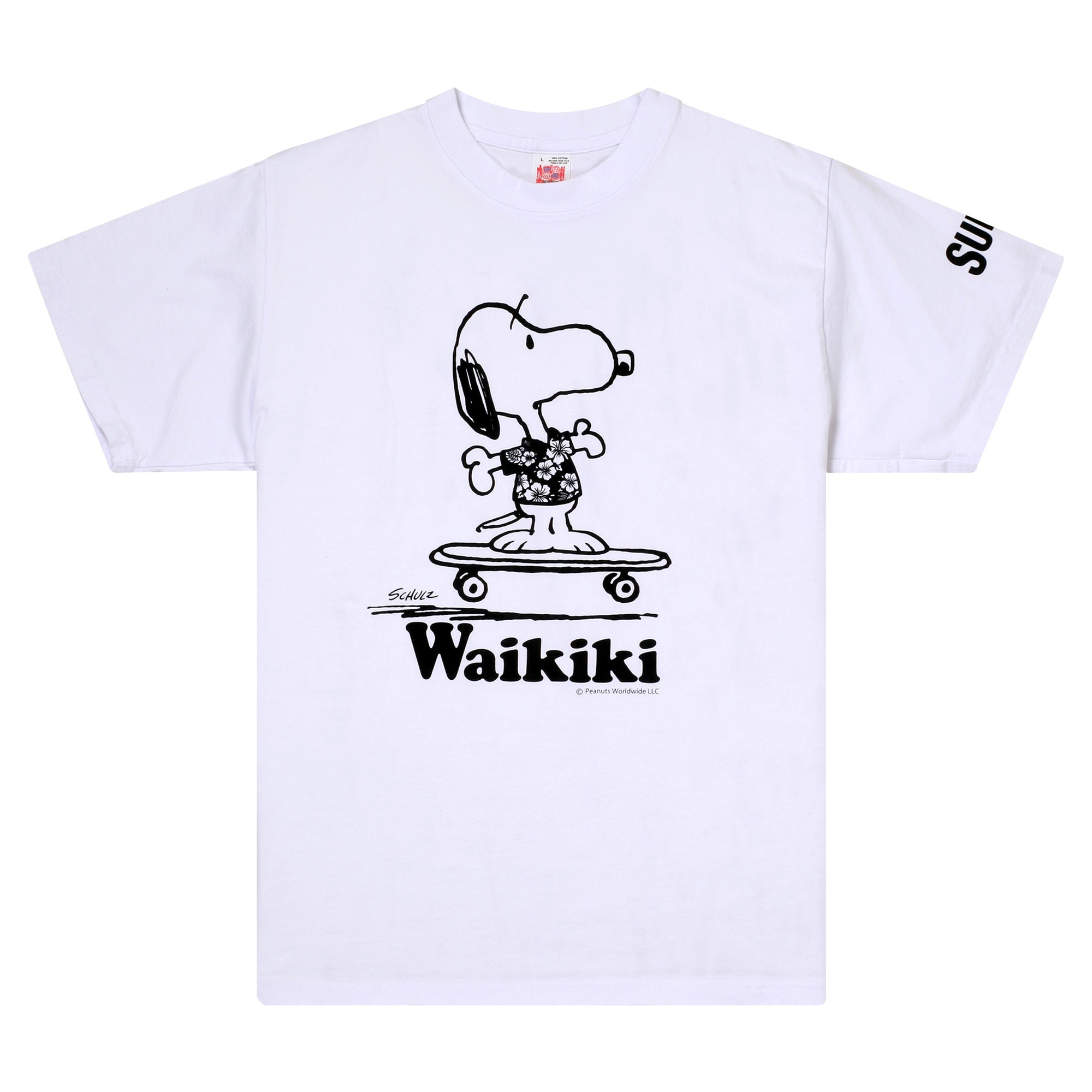 Peanuts Snoopy SS78487 Waikiki Print White Crewneck T-Shirt 