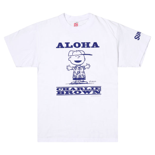 Peanuts Charlie Brown SS78488 Aloha White Crewneck T-Shirt SURF11079
