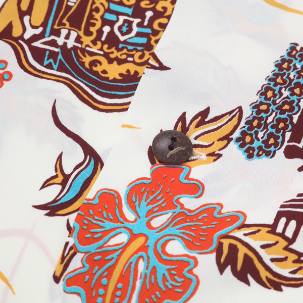 Aloha Hawaii Rayon Made SS38313 Off White Hawaiian Shirt SURF11087