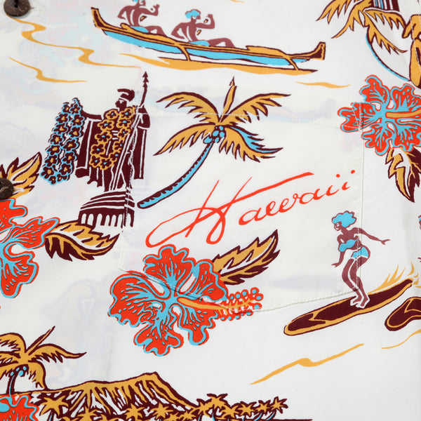 Aloha Hawaii Rayon Made SS38313 Off White Hawaiian Shirt SURF11087