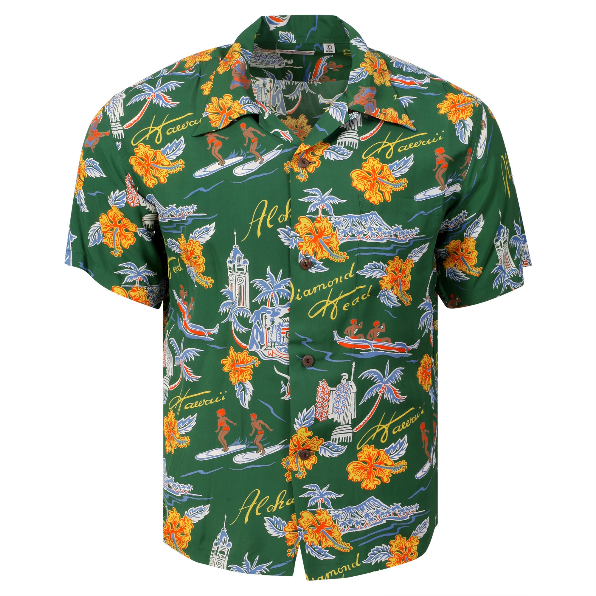 Aloha Hawaii Rayon Made SS38313 Green Hawaiian Shirt SURF11088 – SugarCane  Jeans