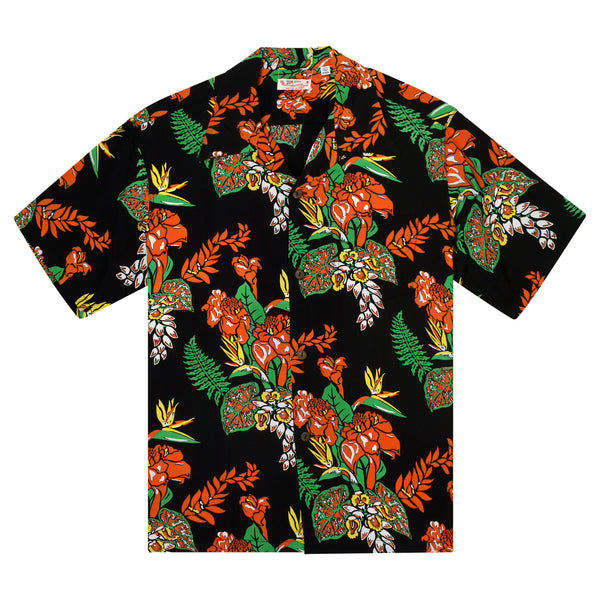 Black Flourish Flowers SS38322 Short Sleeve Hawaiian Shirt SURF11089