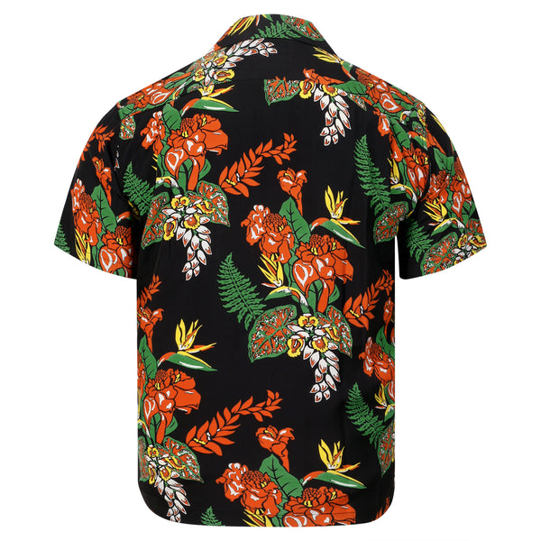 Black Flourish Flowers SS38322 Short Sleeve Hawaiian Shirt SURF11089