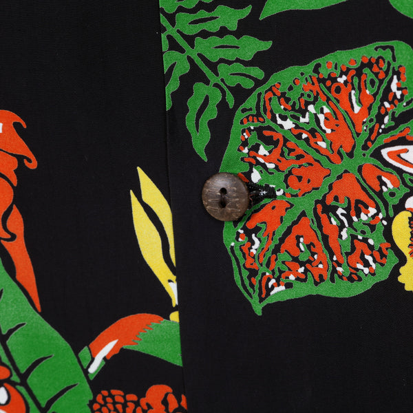 Black Flourish Flowers SS38322 Short Sleeve Hawaiian Shirt SURF11089