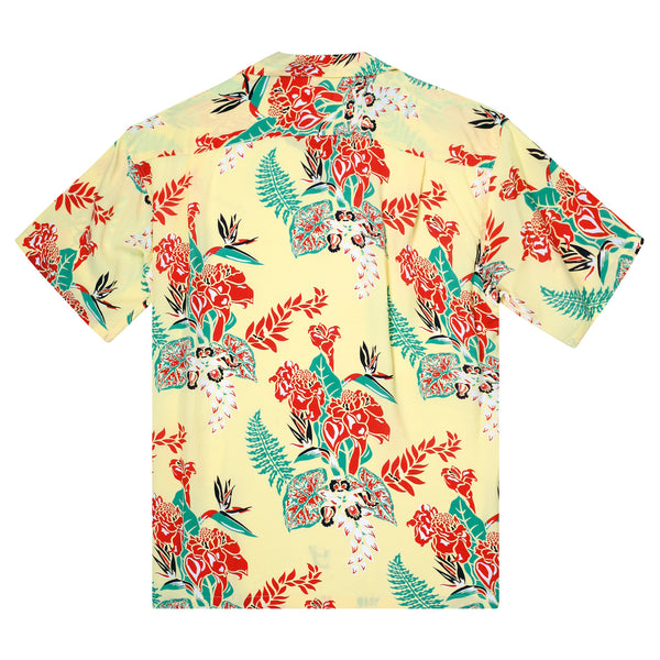 Yellow Flourish Flowers SS38322 Short Sleeve Hawaiian Shirt SURF11090