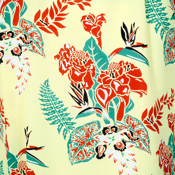 Yellow Flourish Flowers SS38322 Short Sleeve Hawaiian Shirt SURF11090