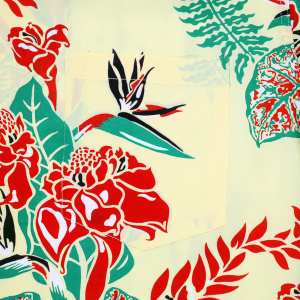 Yellow Flourish Flowers SS38322 Short Sleeve Hawaiian Shirt SURF11090