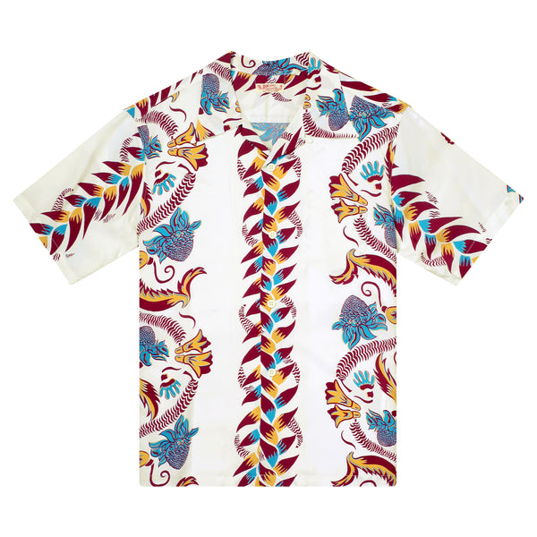 Shimmering Border Printed SS38326 Off White Hawaiian Shirt SURF11092