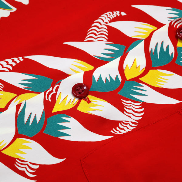 Shimmering Border Print SS38326 Hawaiian Shirt in Wine Red SURF11093