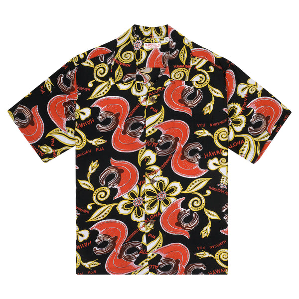 Mahiole Printed SS38333 Rayon Made Black Hawaiian Shirt SURF11097