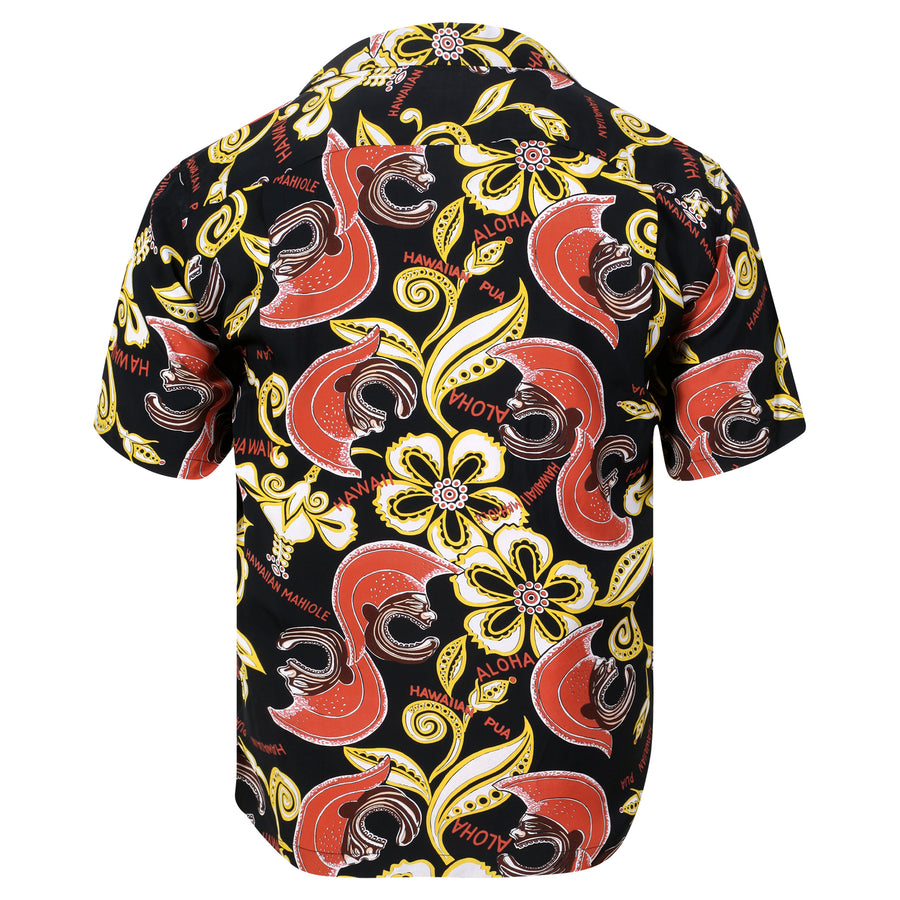 Mahiole Printed SS38333 Rayon Made Black Hawaiian Shirt SURF11097