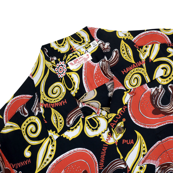 Mahiole Printed SS38333 Rayon Made Black Hawaiian Shirt SURF11097