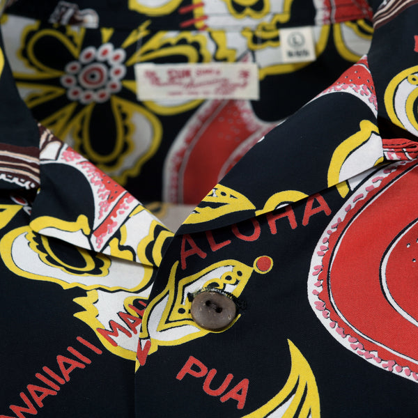 Mahiole Printed SS38333 Rayon Made Black Hawaiian Shirt SURF11097