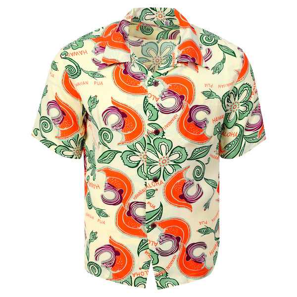 Mahiole Printed SS38333 Rayon Made Yellow Hawaiian Shirt SURF11098