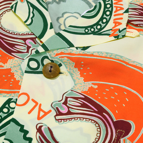 Mahiole Printed SS38333 Rayon Made Yellow Hawaiian Shirt SURF11098