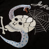 Skull and Snake Embroidered TT78244 Crew Neck Black T-shirt TT10076