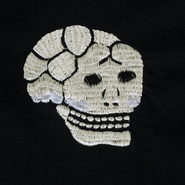 Skull and Snake Embroidered TT78244 Crew Neck Black T-shirt TT10076
