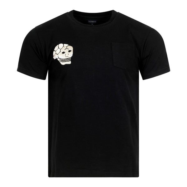 Skull and Snake Embroidered TT78244 Crew Neck Black T-shirt TT10076