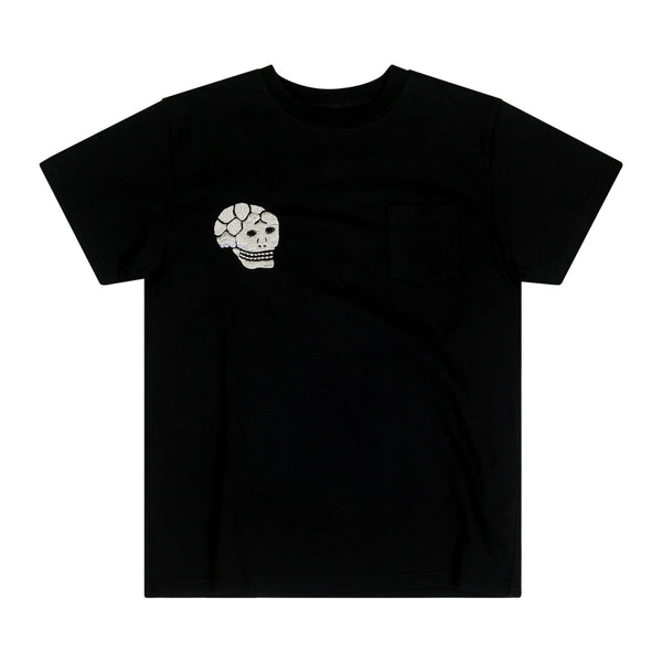Skull and Snake Embroidered TT78244 Crew Neck Black T-shirt TT10076