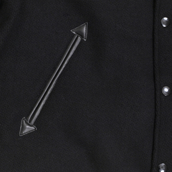 Black 30oz Melton Wool and Leather WV14215 Letterman Jacket WHIT9625